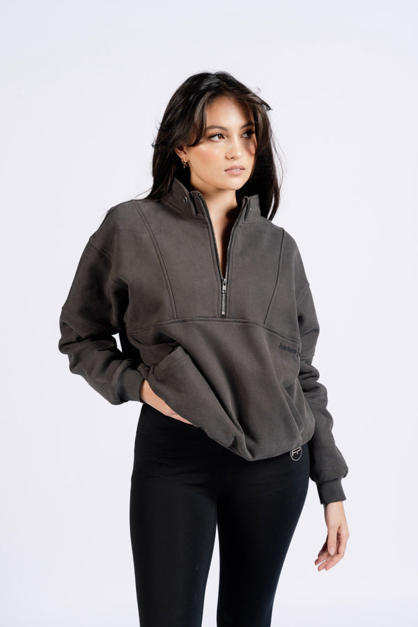HARLOW ZIP JUMPER- CHARCOAL